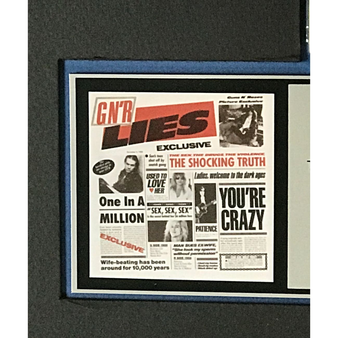 Guns N' Roses G N' R Lies RIAA Certified Platinum Record LP Award - Perfect for Music Collectors, Rock Memorabilia Displays & Hardcore Fan Gifts