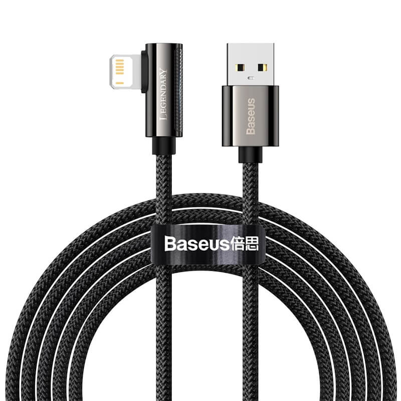 Baseus Legend Series Fast Charging USB to Lightning Cable 2.4A 6.6ft (2m) - Durable Elbow Design for iPhone Charging - Perfect for Home, Office & Travel Use