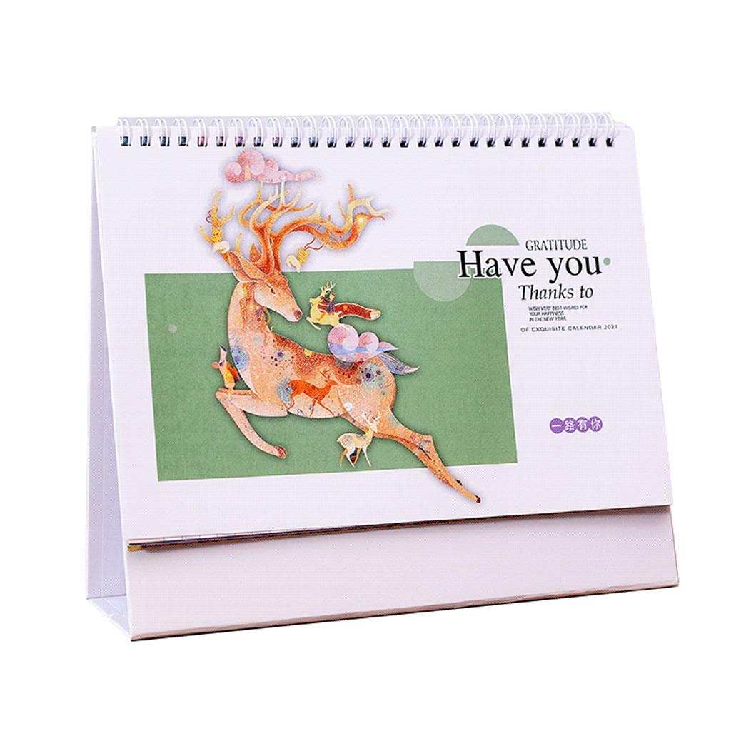 2021-2022 Customizable Mini Desk Calendar with Plastic Cover - Minimalist Design, Multiple Styles (J Cross Section Color) - Perfect for Office, Home, or Gift Giving