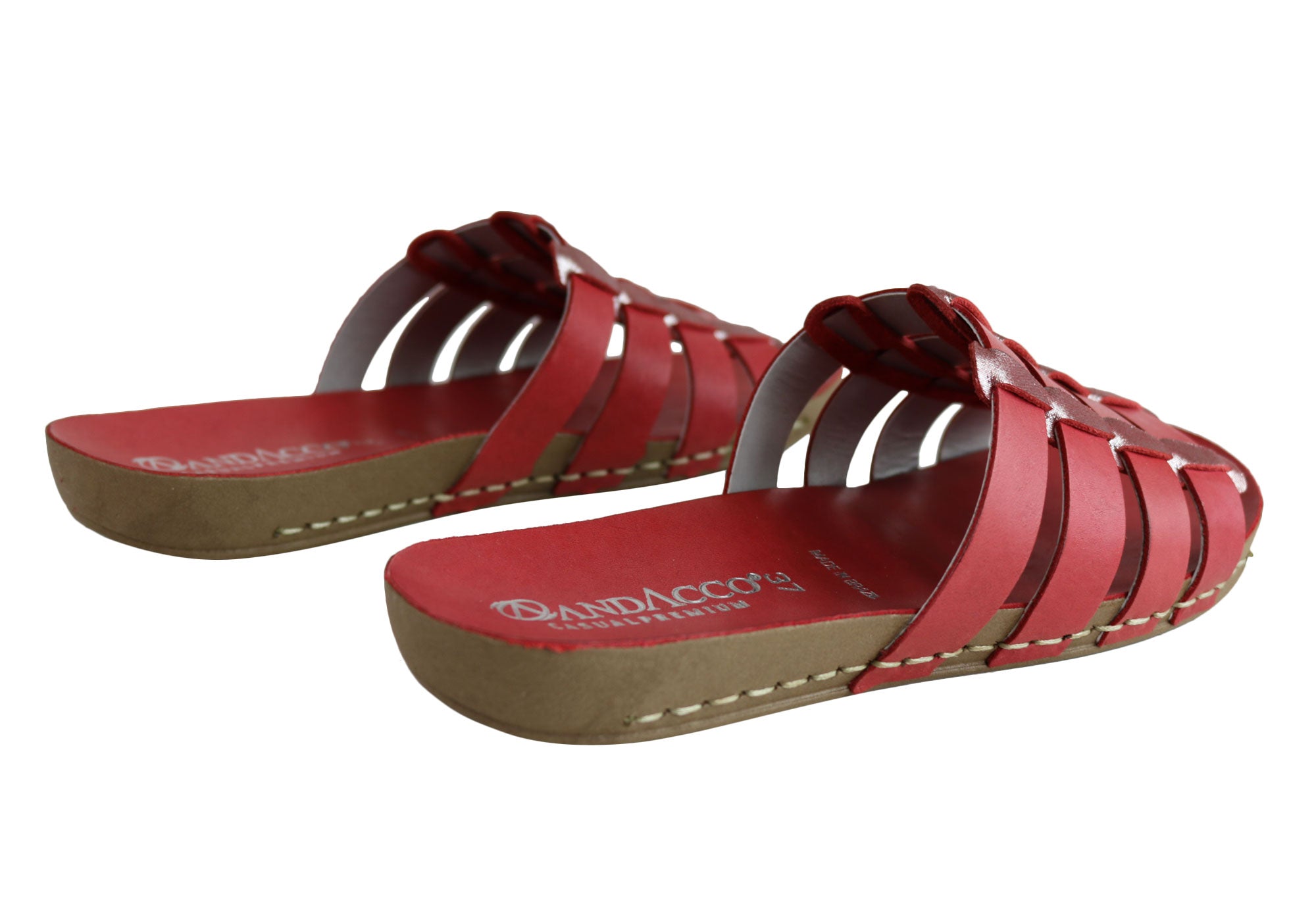 Andacco Sorrento Women's Comfort Leather Slide Sandals - Handmade in Brazil - Perfect for Beach, Vacation & Summer Outfits
