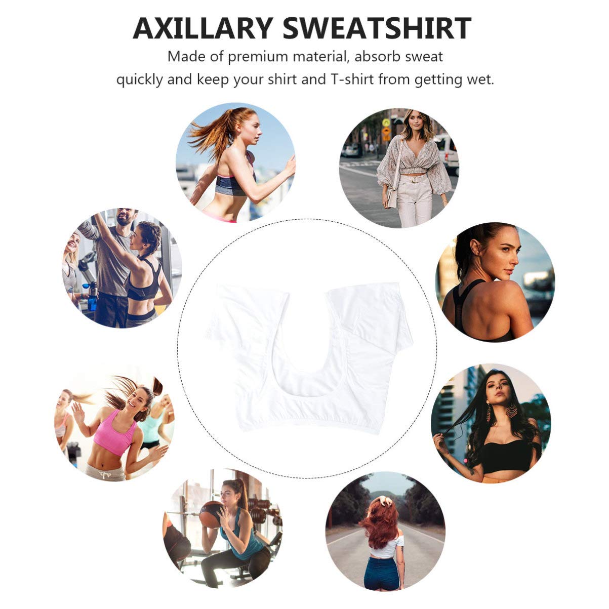 Beavorty Reusable Underarm Sweat Pads for Women - Quick Dry White Sweatproof Vest, Workout & Everyday Use, Dove Scented Shower Steamer Compatible - Perfect for Gym, Yoga & Hot Weather Protection