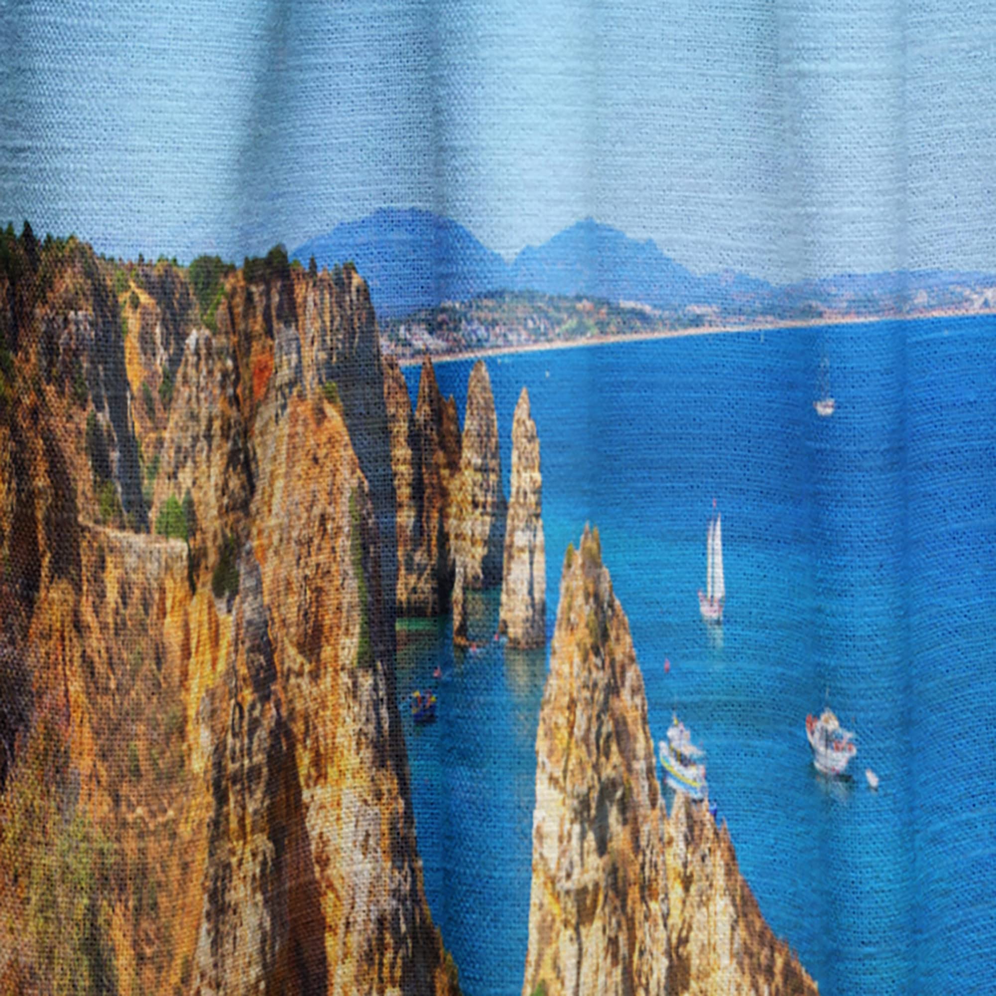 DesignQ Thermal Insulated Blackout Curtains - 'Rocky Bay in Portugal' Single Panel (52x90 inches) for Bedroom & Living Room - Noise Reducing, Energy Saving Window Drapes for Home Decor