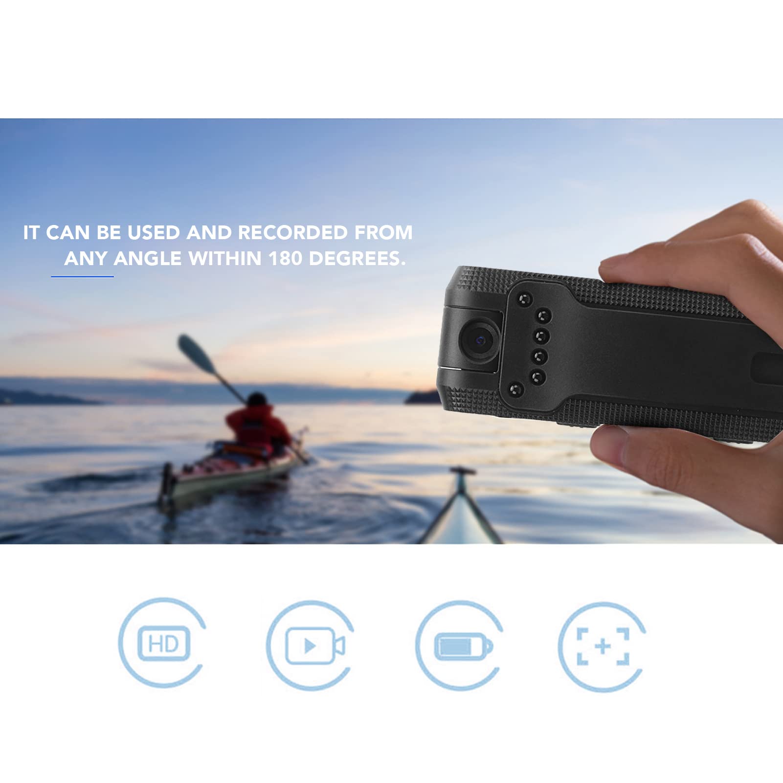 Pissente 1080P HD Wearable Body Camera with Clip - 64GB Memory, 180° Rotatable Lens, Waterproof Action Camera for Outdoor Security, Police, Cycling & Sports Recording