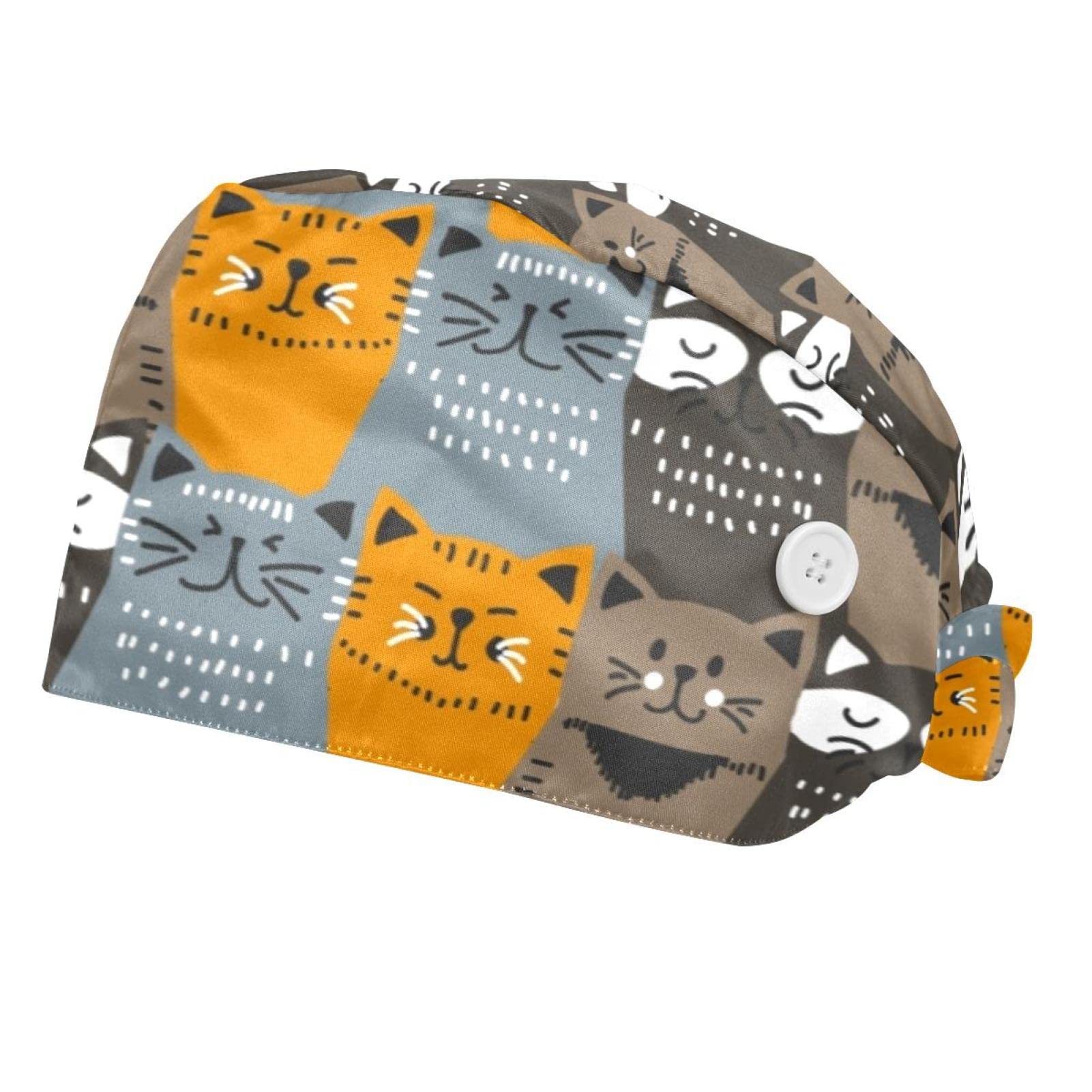 2 Packs Adjustable Christmas Scrub Caps for Women & Men - Unisex Bouffant Surgical Hats with Button Sweatband & Tie Back - Perfect for Nurses, Doctors & Healthcare Workers During Holidays (One Size Fits Most) - Great for Christmas Gifts, Hospital Shifts & Medical Professionals
