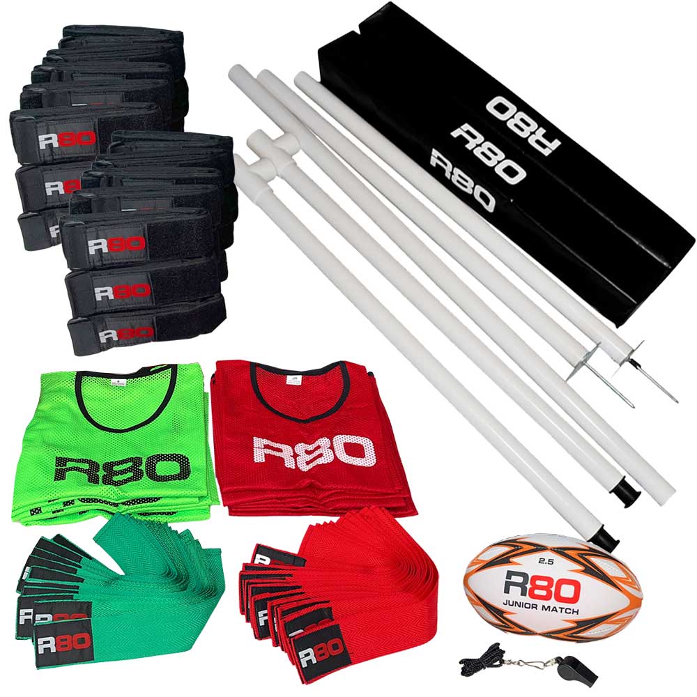 R80 Junior Rippa Team Football Goal Sets with Posts & Corner Poles - Perfect for Youth Soccer Practice, Backyard Games, and School PE Classes