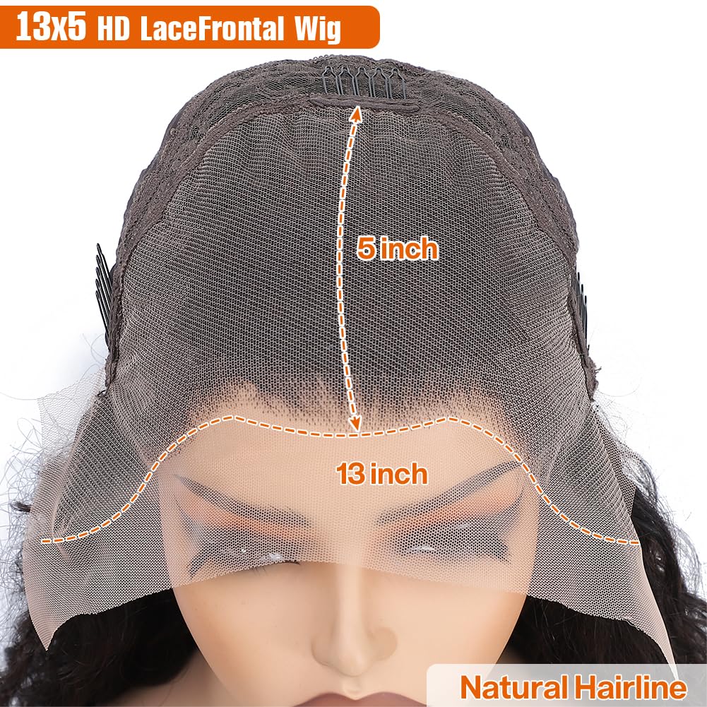 Keshon 13x5 Deep Wave Lace Front Wigs Human Hair 200% Density Pre Plucked HD Transparent Full Lace Frontal Wig with Baby Hair - Natural Color 28 Inch | Perfect for Daily Wear, Cosplay & Special Occasions