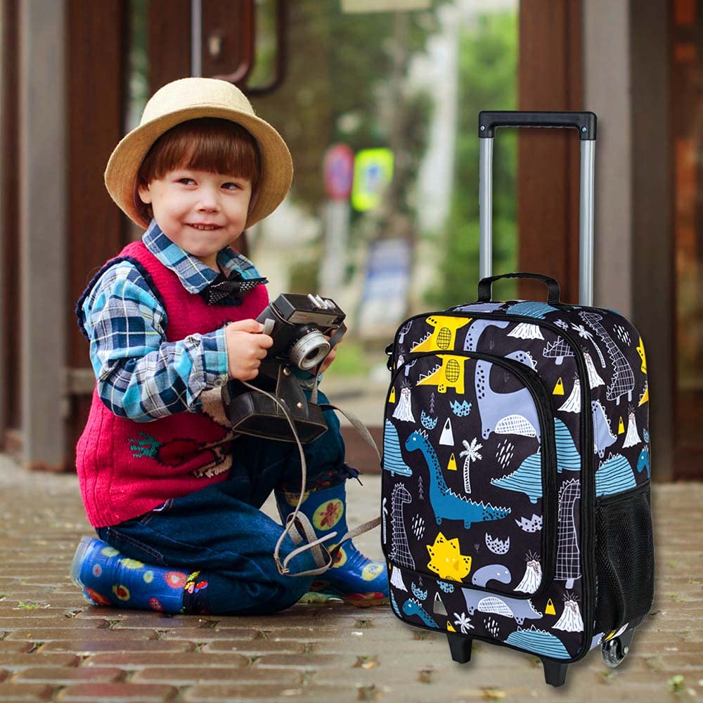 AGSDON Kids Luggage with Rolling Wheels - Cute Travel Suitcase for Boys & Girls, Toddler Carry-On for Airplane, School Trips & Family Vacations