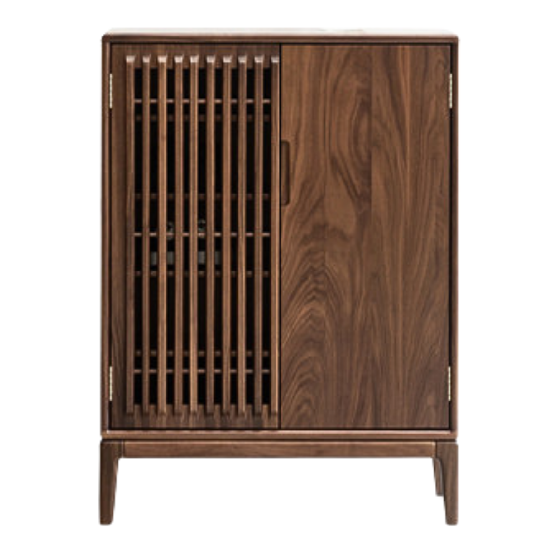 Black Walnut and Ash Wood 2-Door Shoe Cabinet for Entryway - Stylish Shoe Storage Organizer for Hallway, Mudroom, or Apartment Entrance