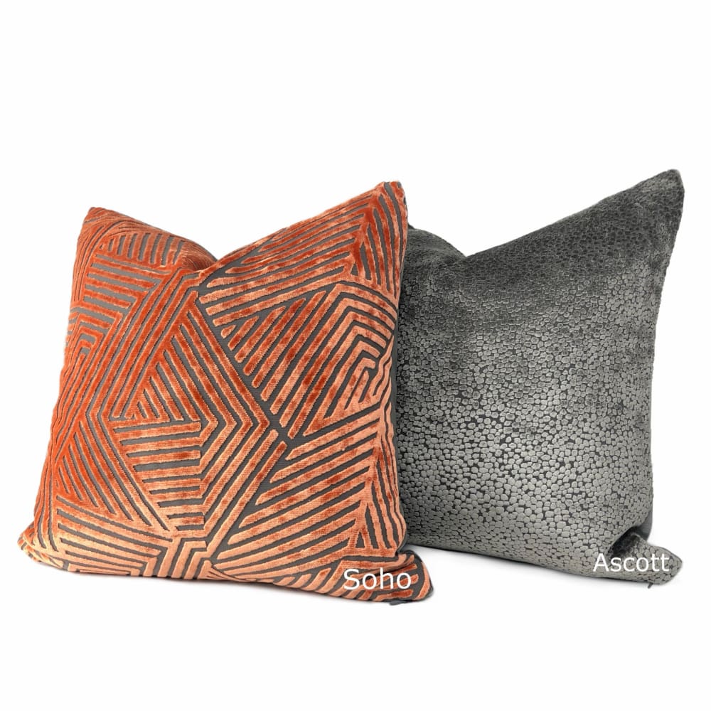 Premium Ascott Pewter Gray Abstract Cut Velvet Dots Pillow Cover - Soft Decorative Throw Pillow Case for Sofa, Bed & Home Decor