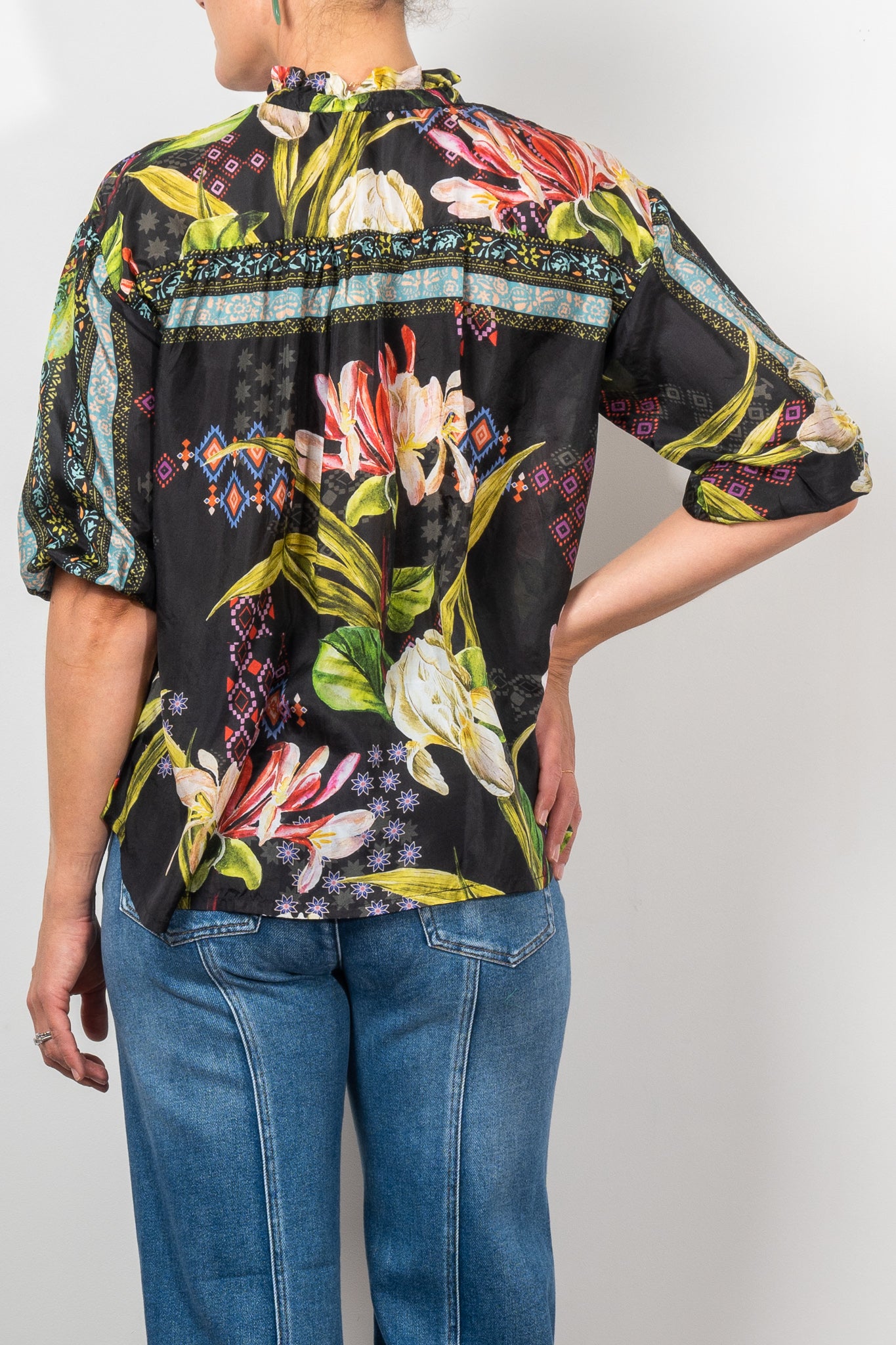Johnny Was Elda Button Down Shirt for Women - Boho Floral Print Blouse - Perfect for Casual Wear, Office & Date Nights
