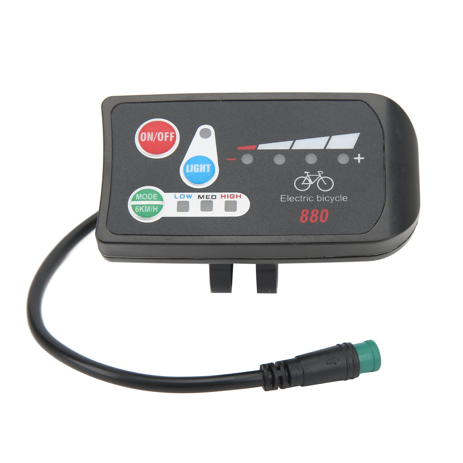 Waterproof ABS LED Power Display Meter for Electric Bikes & Scooters - 880 Connector | Lightweight E-Bike Dashboard for Commuting & Outdoor Adventures