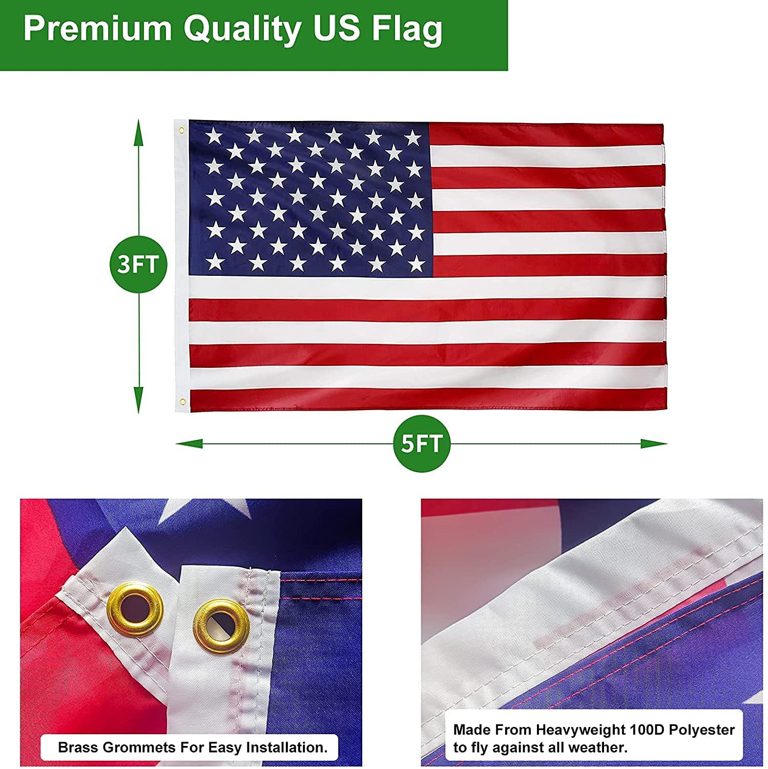 16 FT Heavy Duty Aluminum Flag Pole Kit - Extra Thick In-Ground Outdoor Flagpole for House, Garden & Commercial Use | Weather-Resistant for All Seasons