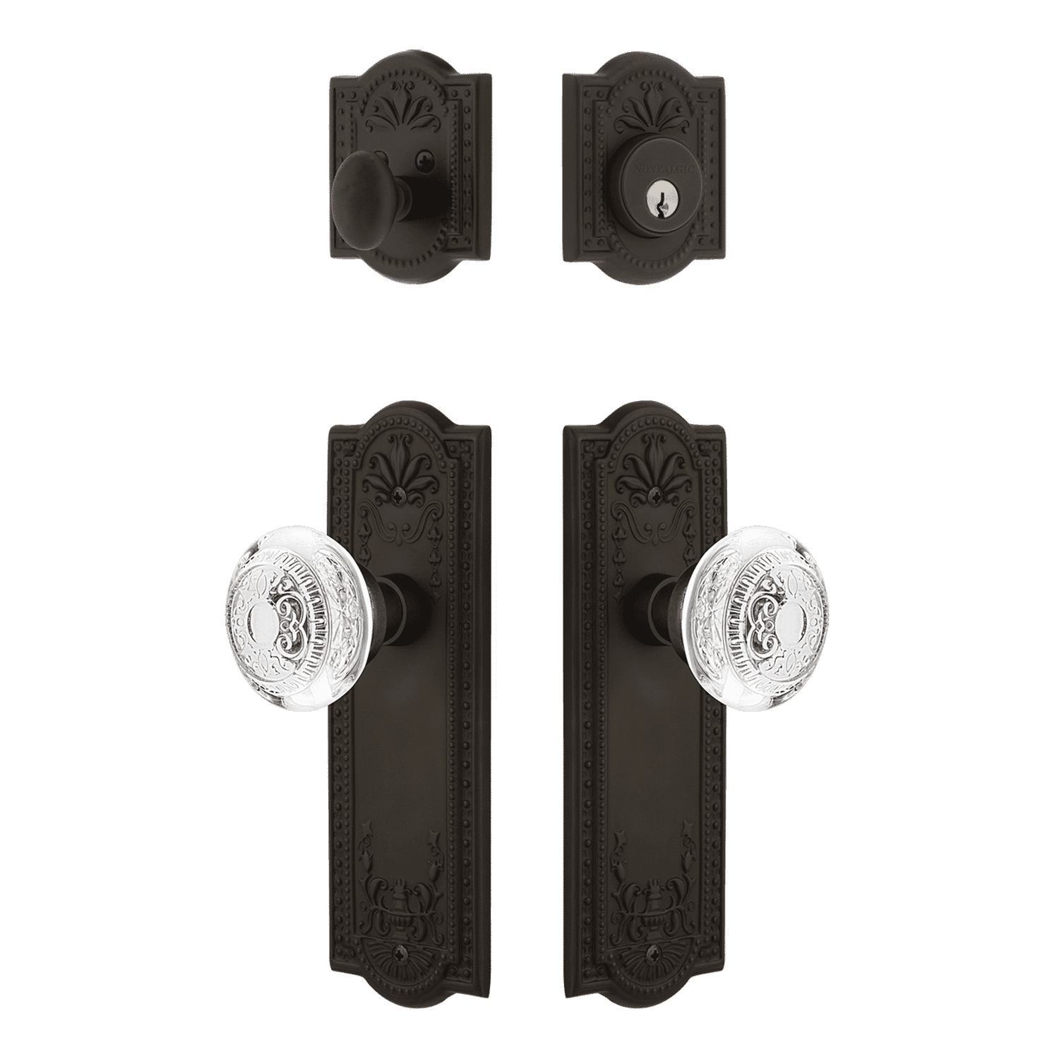 Oil Rubbed Bronze Meadows Entry Door Handle Set with Crystal Egg & Dart Knob - Elegant Hardware for Front Doors, Interior Doors & Home Entryways
