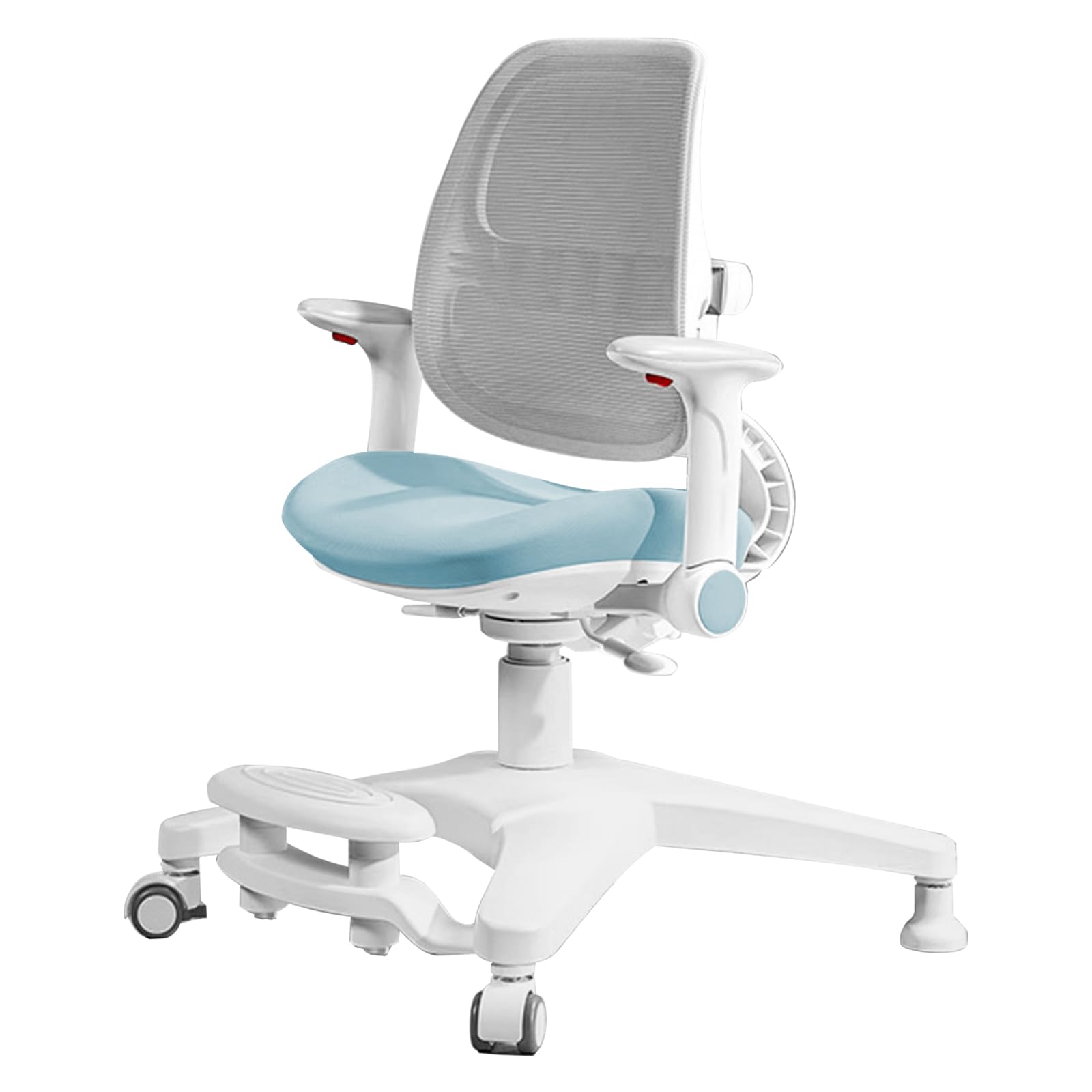 Adjustable Height Kids Desk and Chair Set - Ergonomic Wooden Study Table with Tiltable Desktop, Pull-Out Drawer, Bookshelf Hutch & Tablet Holder - Perfect for Homeschooling, Online Learning & Children's Bedroom (Blue)