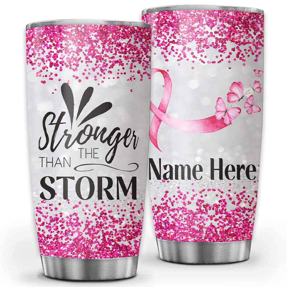20oz Insulated Stainless Steel Tumbler - Personalized Breast Cancer Awareness Cup with Lid, Leakproof Coffee & Tea Travel Mug - Thoughtful Gift for Survivors & Supporters - Perfect for Office, Gym, Hiking & Daily Commute