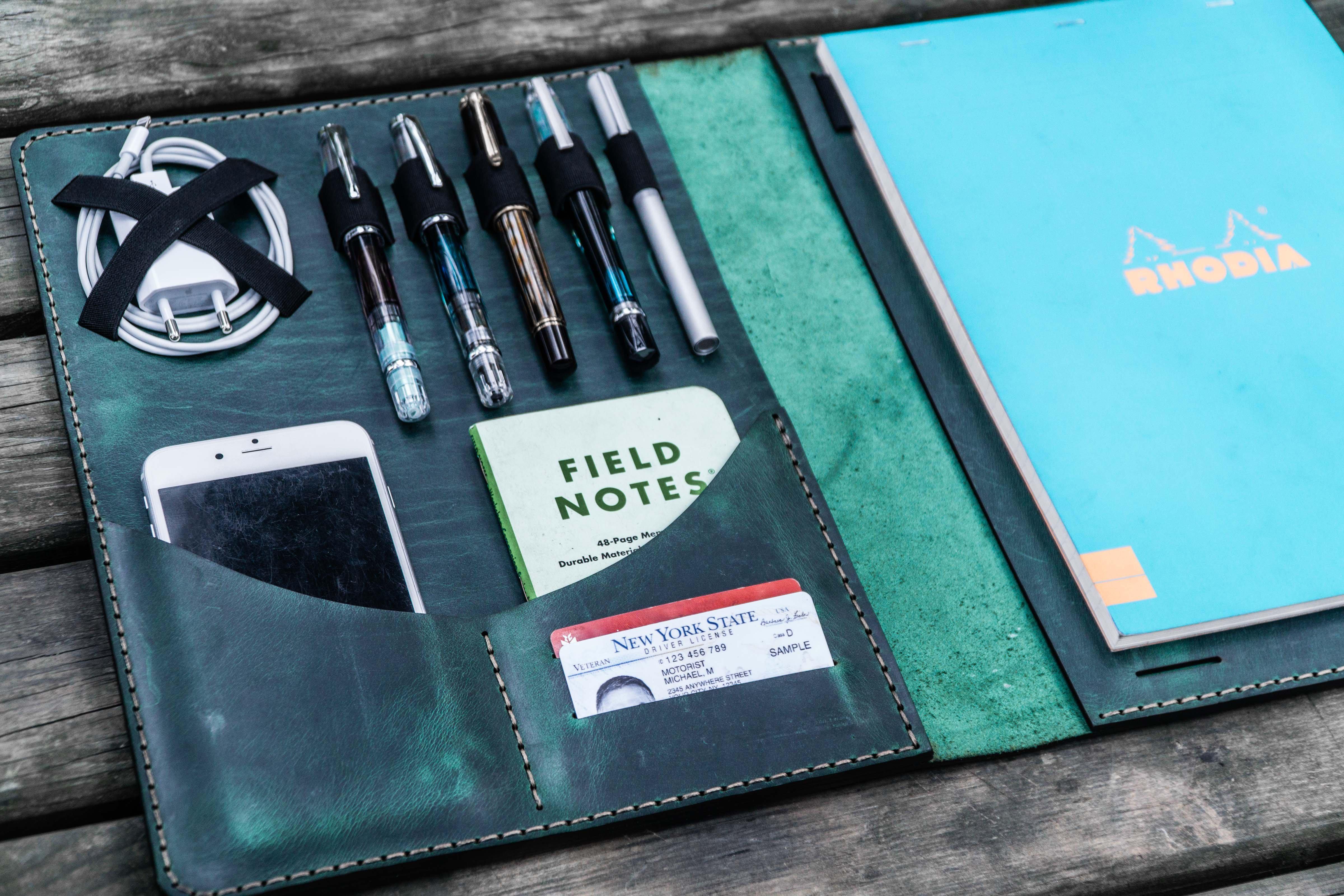 Premium Moleskine Professional A4 Leather Workbook - Crazy Horse Forest Green Cover | Business Planner, Journal & Organizer for Office, Travel & Creative Professionals