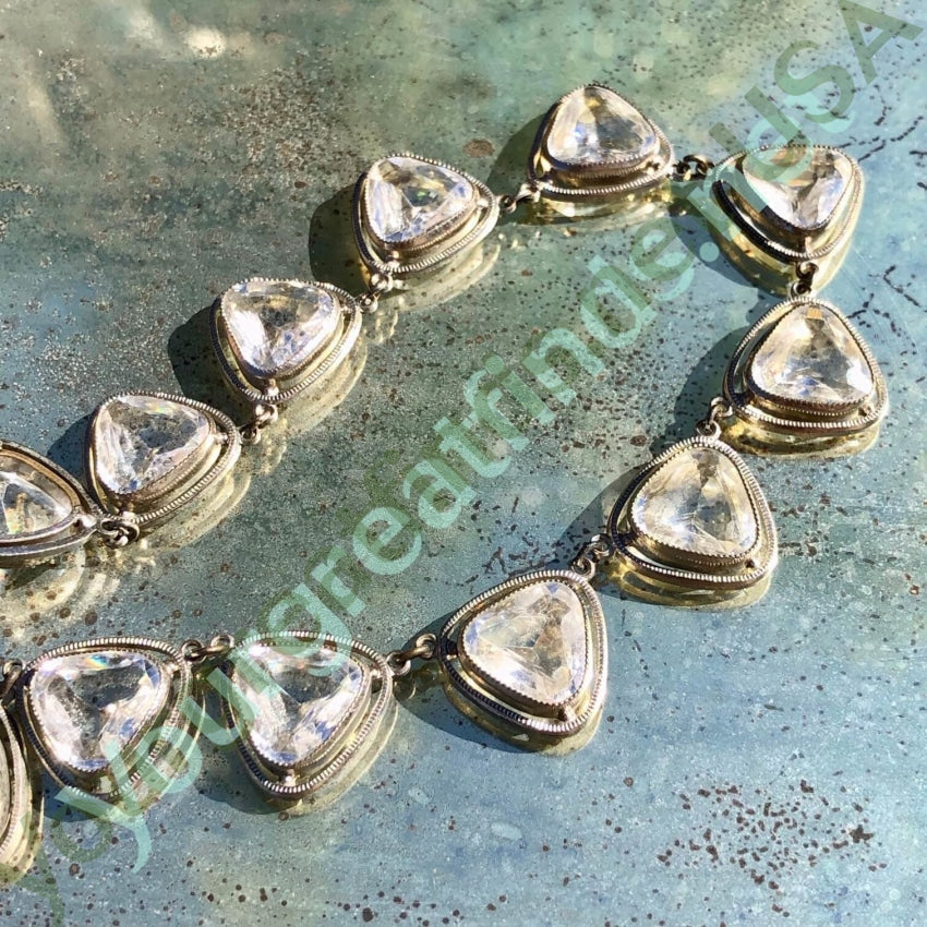 Vintage Sterling Silver White Crystal Necklace for Women - Elegant Pendant Jewelry Gift for Birthday, Anniversary & Special Occasions | Perfect for Parties, Weddings & Evening Events