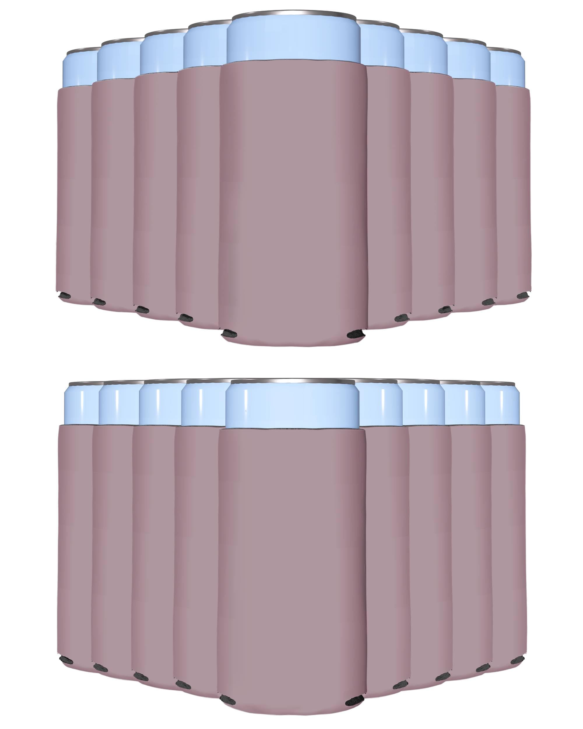 200 Pack Dusty Rose Blank Slim Can Cooler Sleeves - Customizable Sublimation Coolers for Beer Bottles & 12oz Tall Cans | Skinny Collapsible Insulated Drink Sleeves | Perfect for Parties, BBQs, Weddings & Outdoor Events