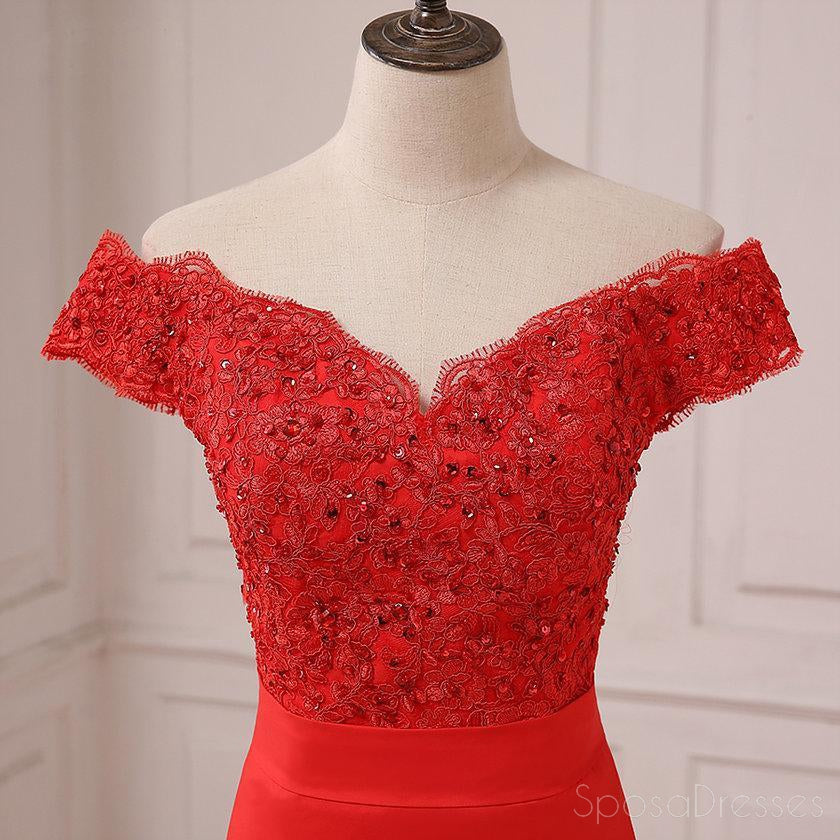 Elegant Off Shoulder Bright Red Lace Mermaid Prom Dress for Women - Perfect for Evening Parties, Formal Events & Special Occasions