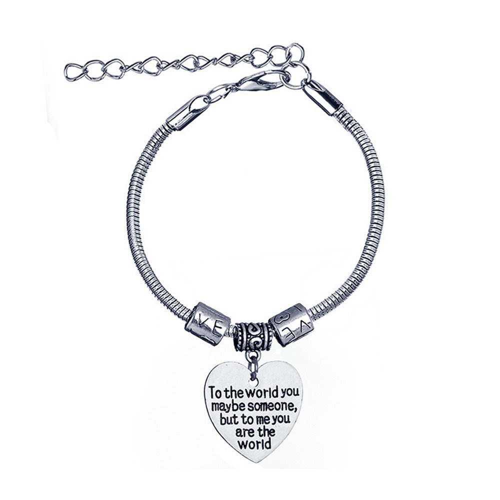 Inspirational Heart Bracelet & Earrings Set - Silver Cute Jewelry Gift for Women, Perfect for Valentine's Day, Anniversary or Everyday Wear
