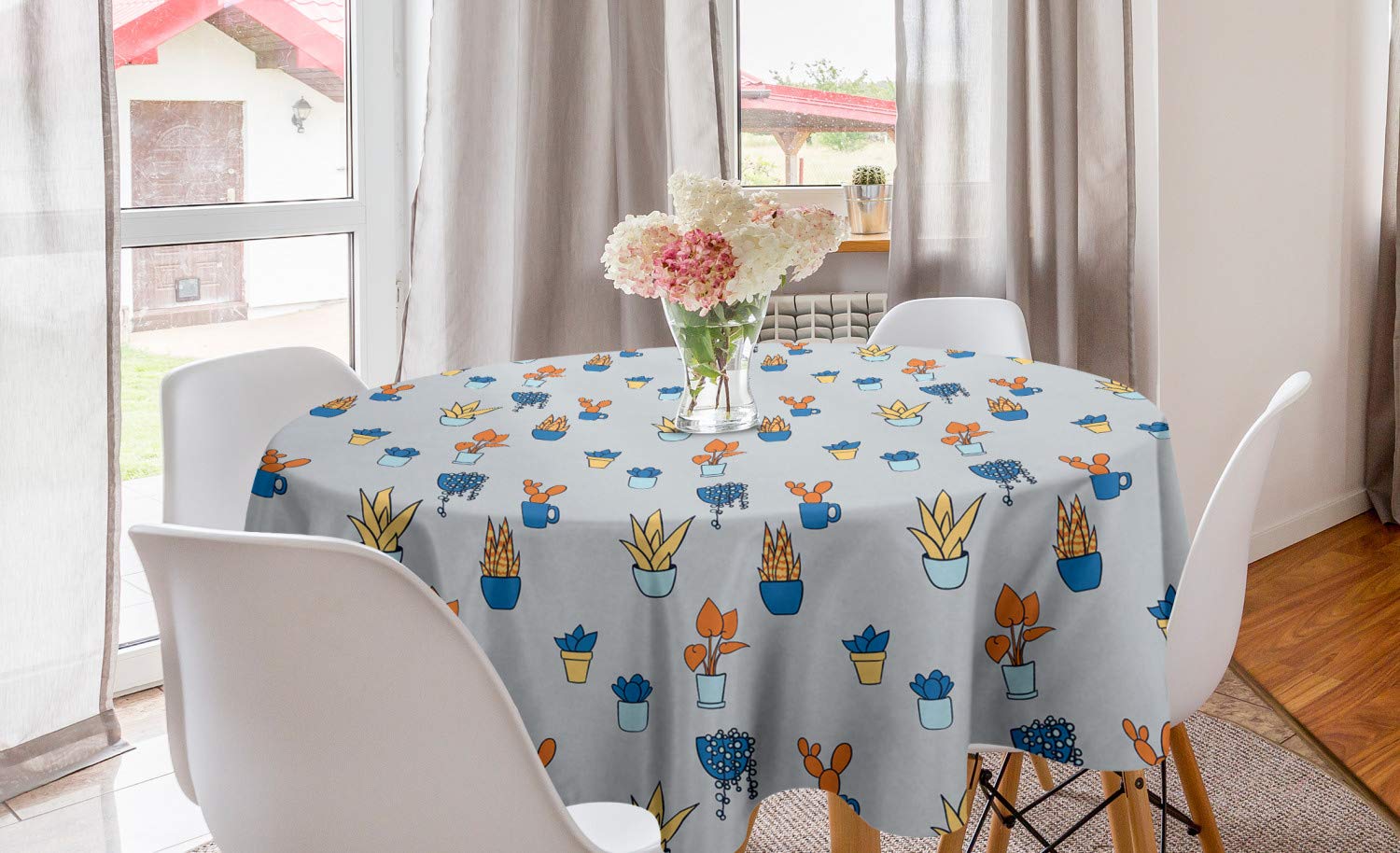 Ambesonne Botanical Round Tablecloth 60