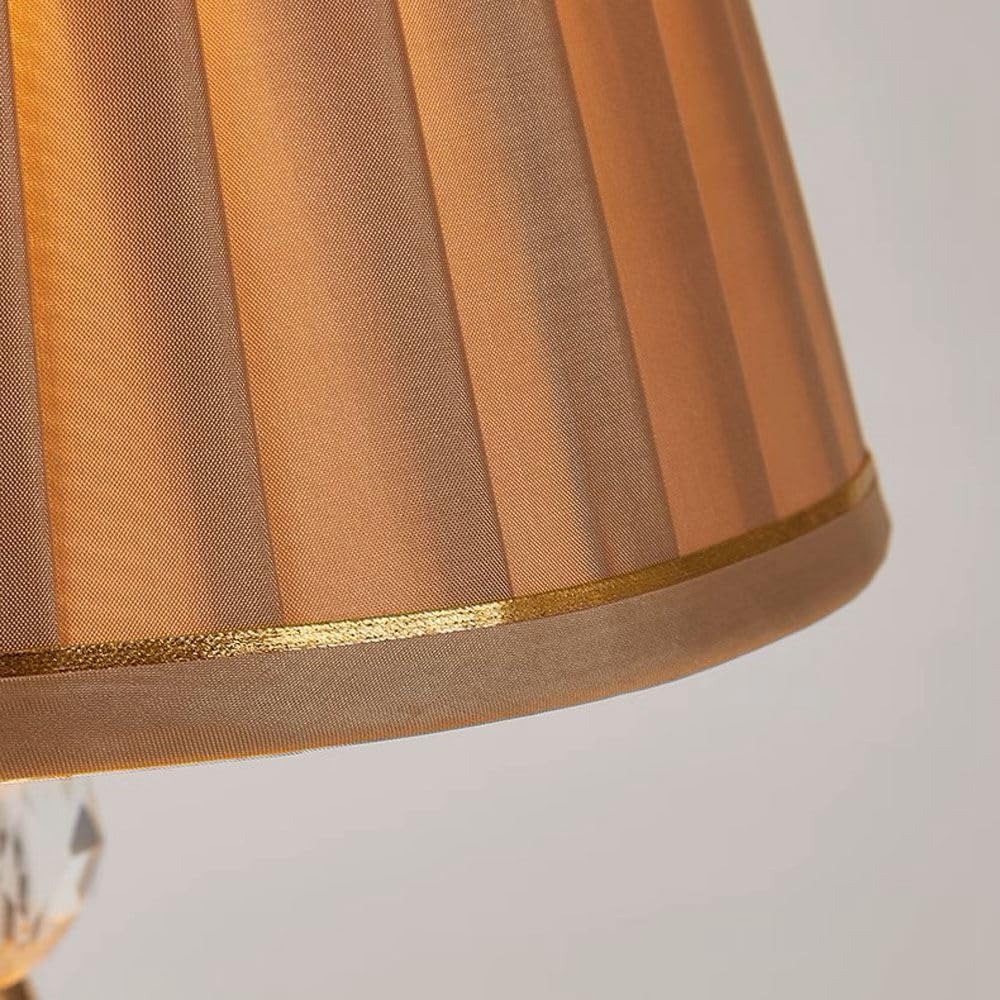 Elegant Tawny Glass Table Lamp with Fabric Lampshade - Bedroom, Study & Office Desk Lighting for Home Decor | Perfect for Reading, Working & Ambient Lighting