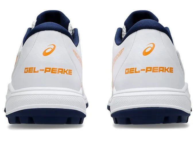 ASICS Gel Peake 2 Cricket Shoes for Men - White & Stadium Orange - Lightweight Comfort with GEL Cushioning - Perfect for Cricket Matches & Training Sessions