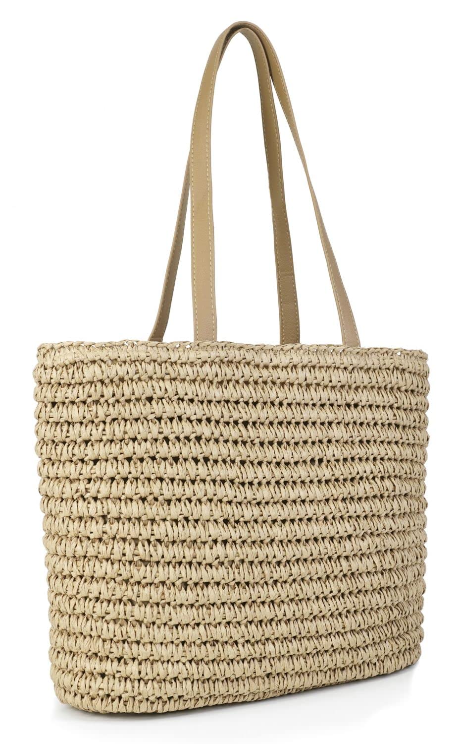 Handwoven Straw Tote Bag for Women - Large Beach Shoulder Bag, Summer Woven Purse & Fashionable Handbag 2023 | Perfect for Beach Vacations, Shopping & Outdoor Activities