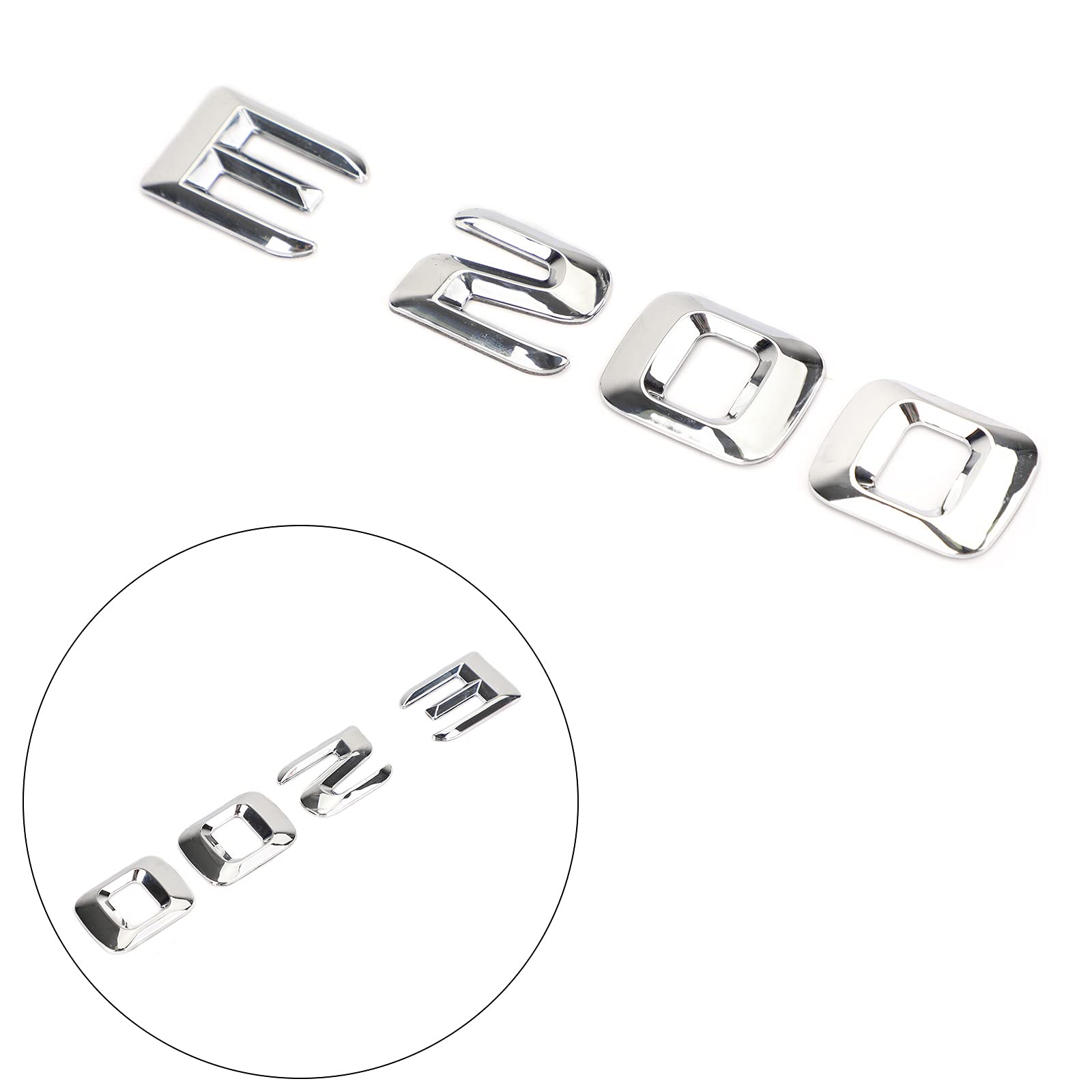 Chrome Rear Trunk Emblem Badge Nameplate Decal Letters & Numbers for Mercedes E200 - Perfect for Car Customization & Personalization