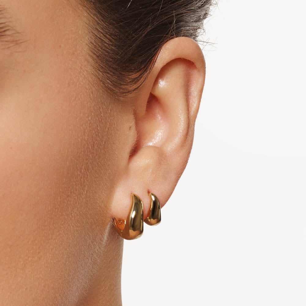 Gold Midi Wave Dome Huggie Earrings for Women - Trendy Hoop Earrings for Everyday Wear, Parties & Special Occasions
