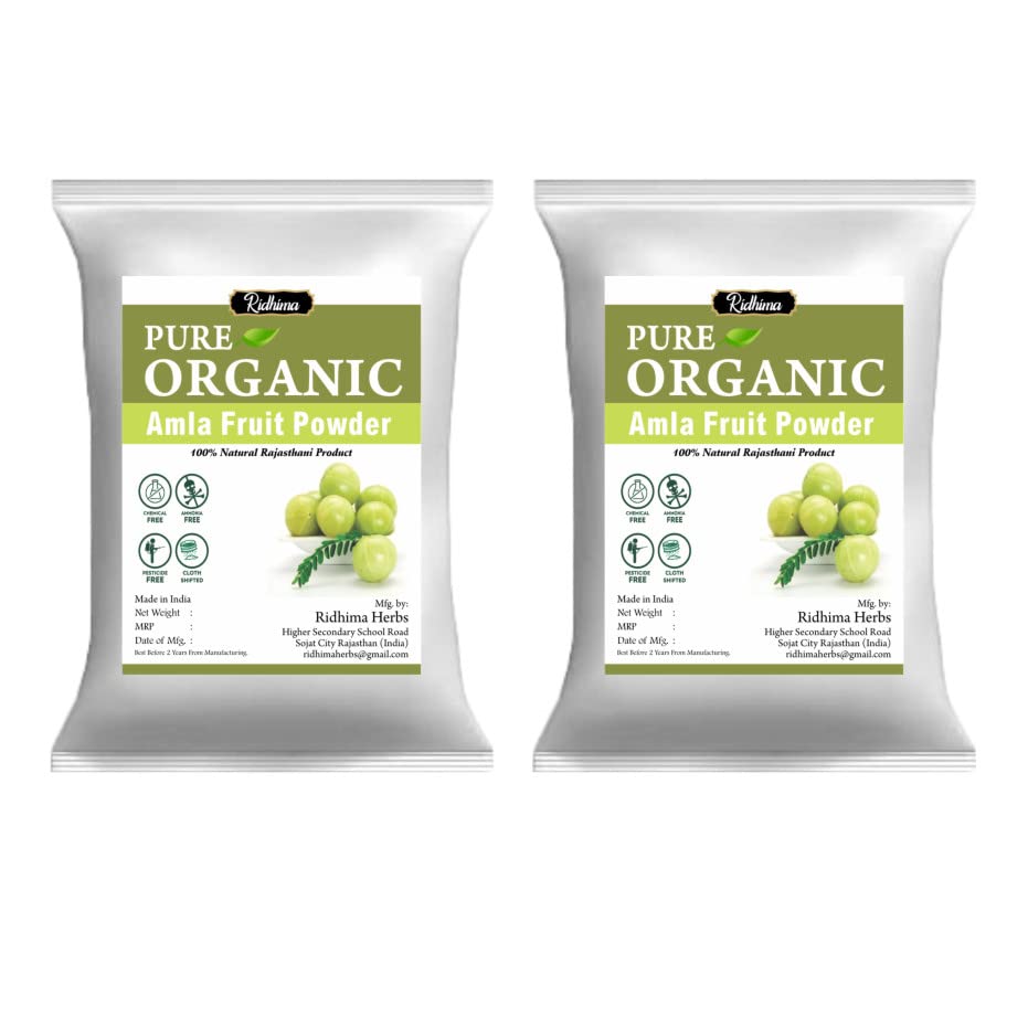 Pure Organic Amla Powder 100% Natural | Rajasthani Amla Supplement | Pack of 2 (100g Each) | Rich in Vitamin C for Hair Growth, Skin Care & Immunity Boost | Perfect for Smoothies, Face Masks & Ayurvedic Recipes