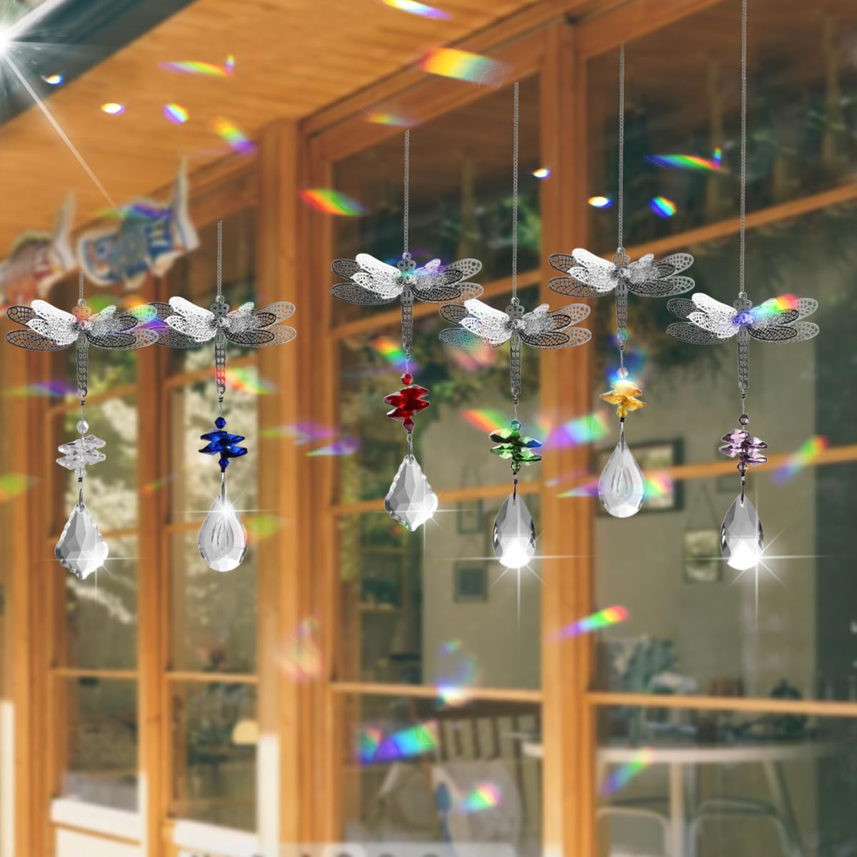 WEISIPU Crystal Dragonfly Suncatcher Prism - Rainbow Window Hanging Decor for Home, Garden, Christmas Tree | Perfect Gift for Housewarming, Birthday, Mother's Day (Green)