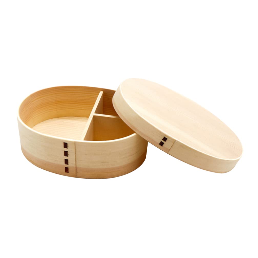 Premium Japanese Bento Lunch Box with Internal Separator - Cryptomeria Wood Food Container for Kids & Adults | Eco-Friendly Snack Box for School, Office & Picnics