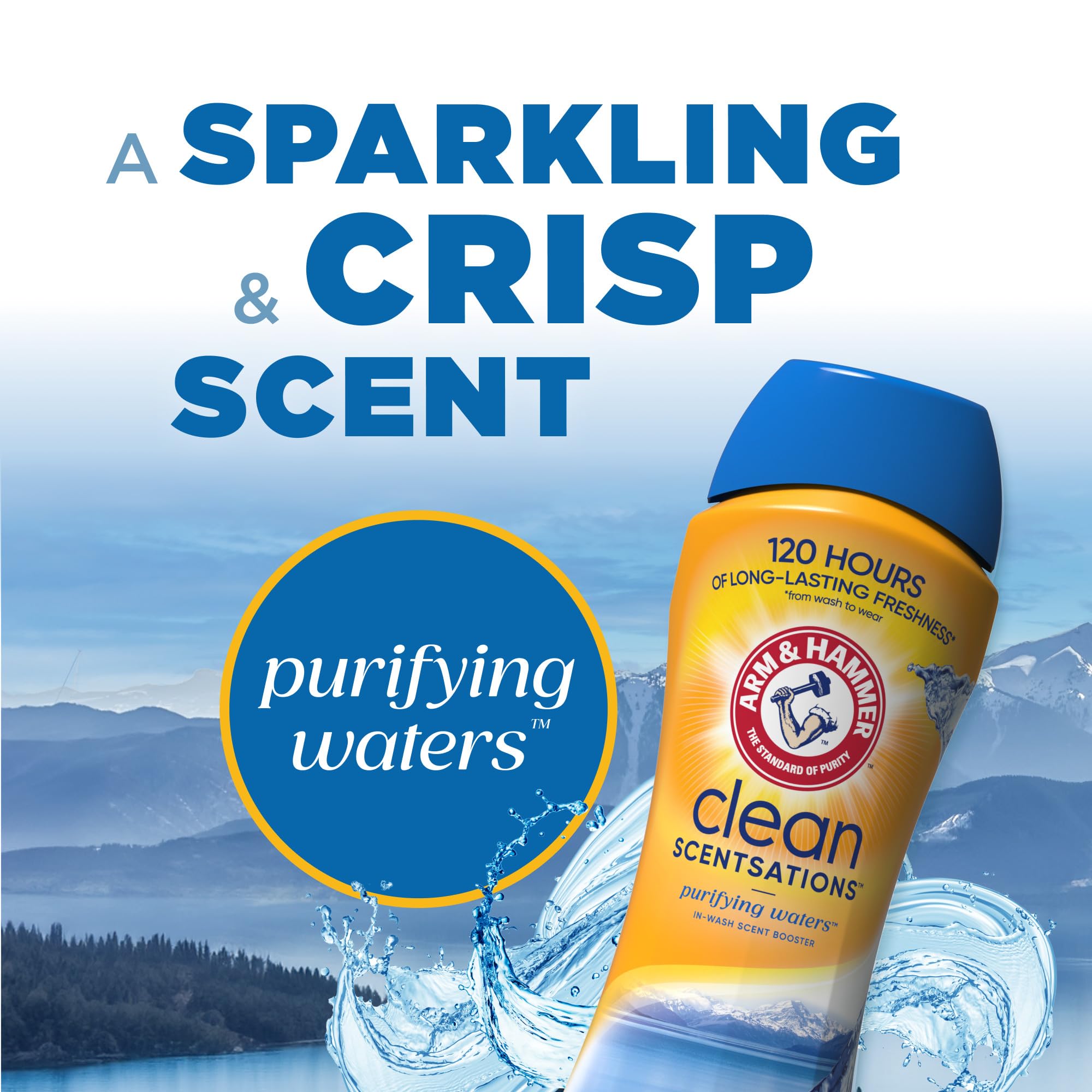 Arm & Hammer In-Wash Scent Booster, Purifying Waters - 24 oz (Pack of 4) | Long-Lasting Freshness for Laundry | Perfect for Gym Clothes, Bedding & Towels