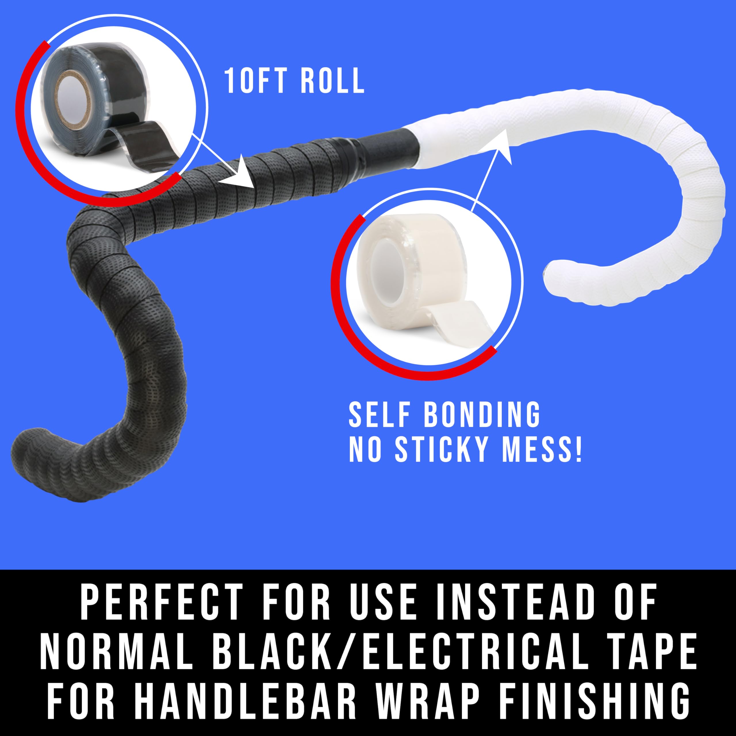 Self-Fusing Silicone Bike Handlebar Tape - 10 Ft Waterproof Grip Tape for Road Bikes & Cycling - Repair & Improve Comfort - Perfect for Commuting, Training & Long-Distance Rides (Yellow)