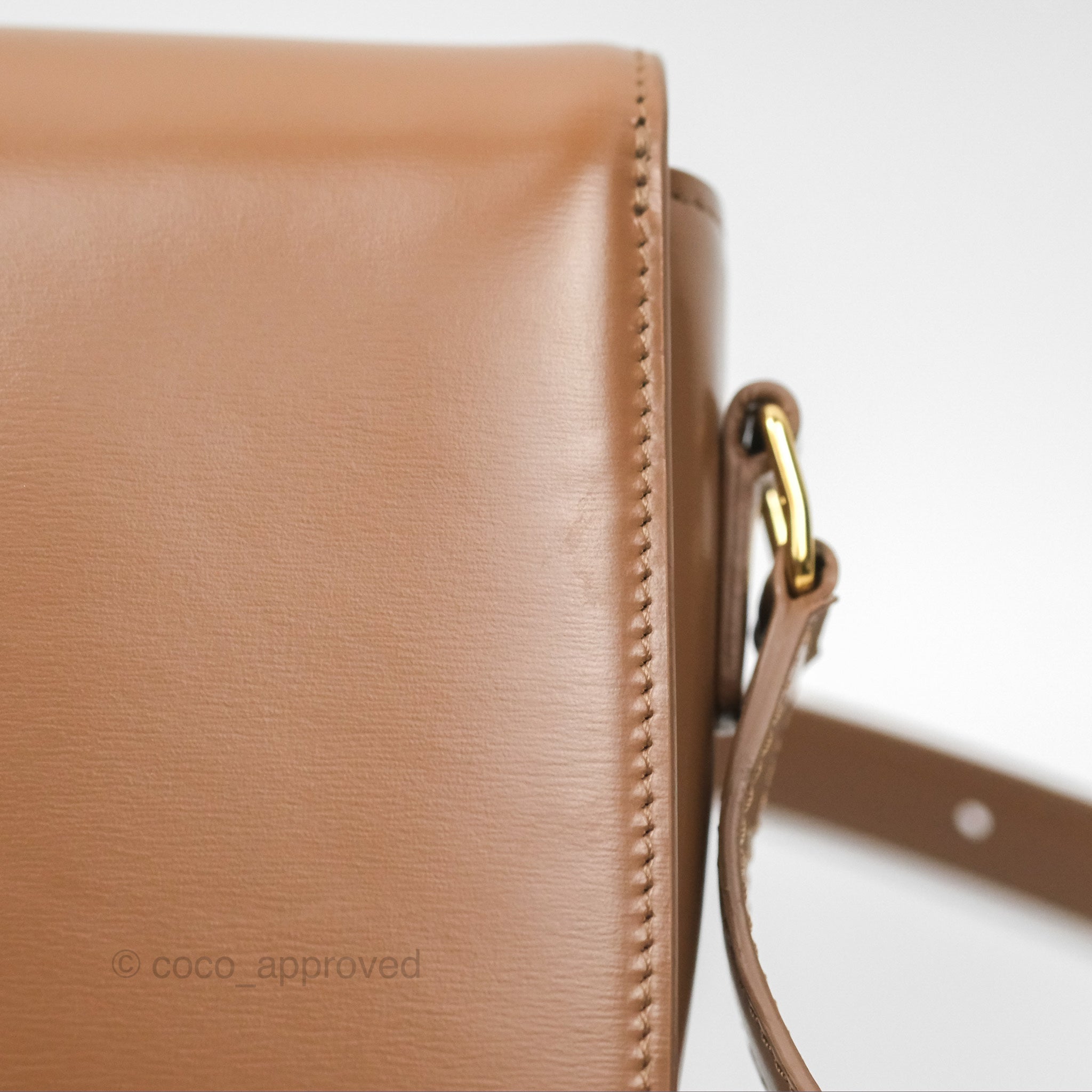Celine Teen Triomphe Bag - Shiny Calfskin Leather Crossbody Purse in Bronze | Perfect for Date Night, Parties & Everyday Elegance