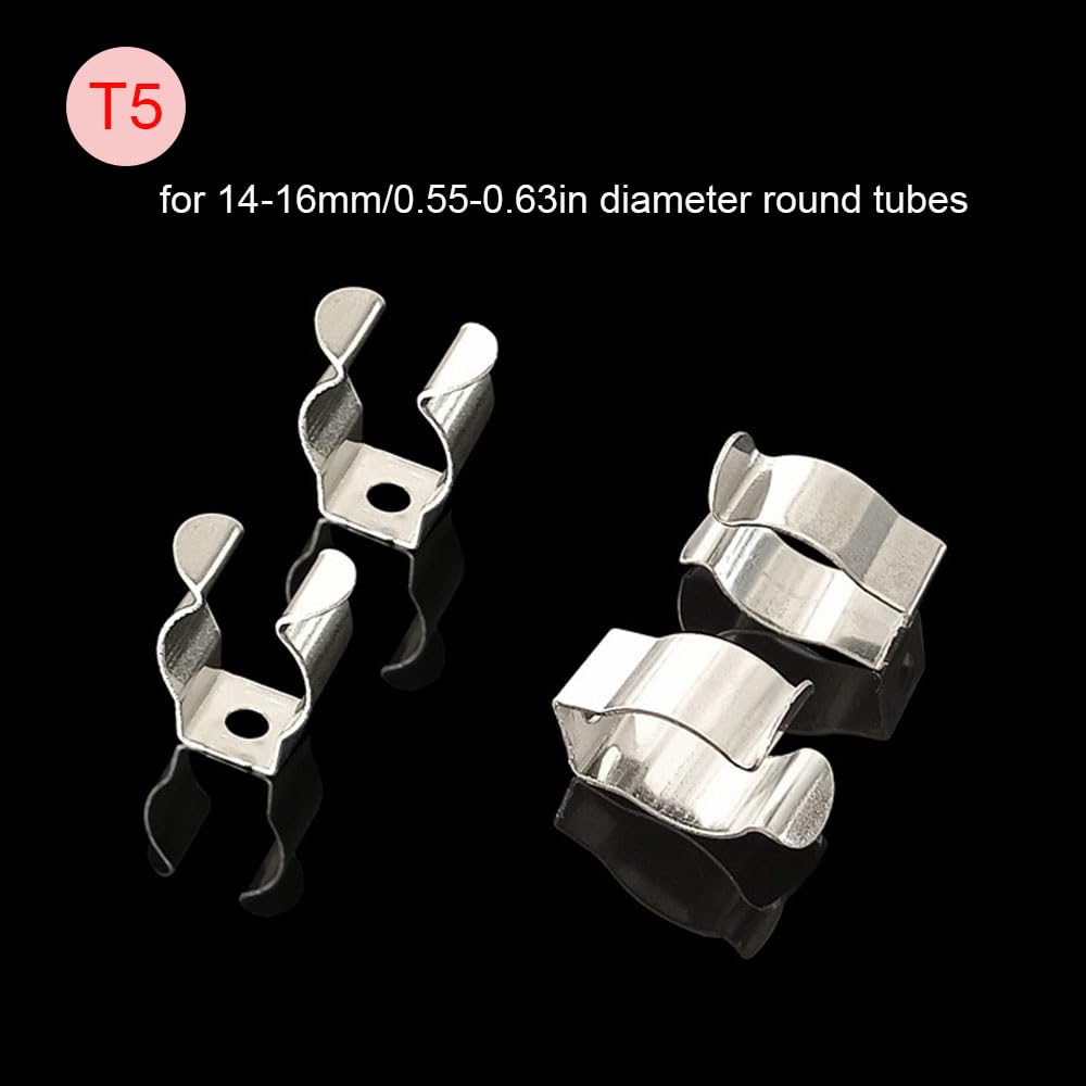 8 Pack T10 U Clips Lamp Holder - Stainless Steel LED Light & Fluorescent Tube Mounting Accessories - Silver (Perfect for Home, Office & Garage Lighting Fixtures)