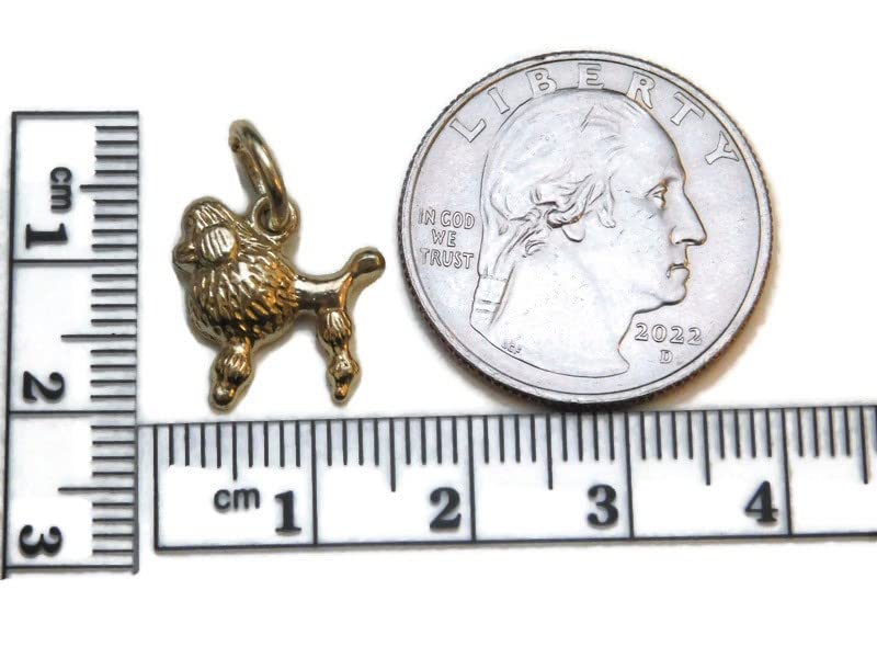 14k Yellow Gold French Poodle Dog Charm Pendant - Elegant Jewelry Gift for Dog Lovers, Pet Owners & Animal Enthusiasts - Perfect for Necklaces, Bracelets & Special Occasions