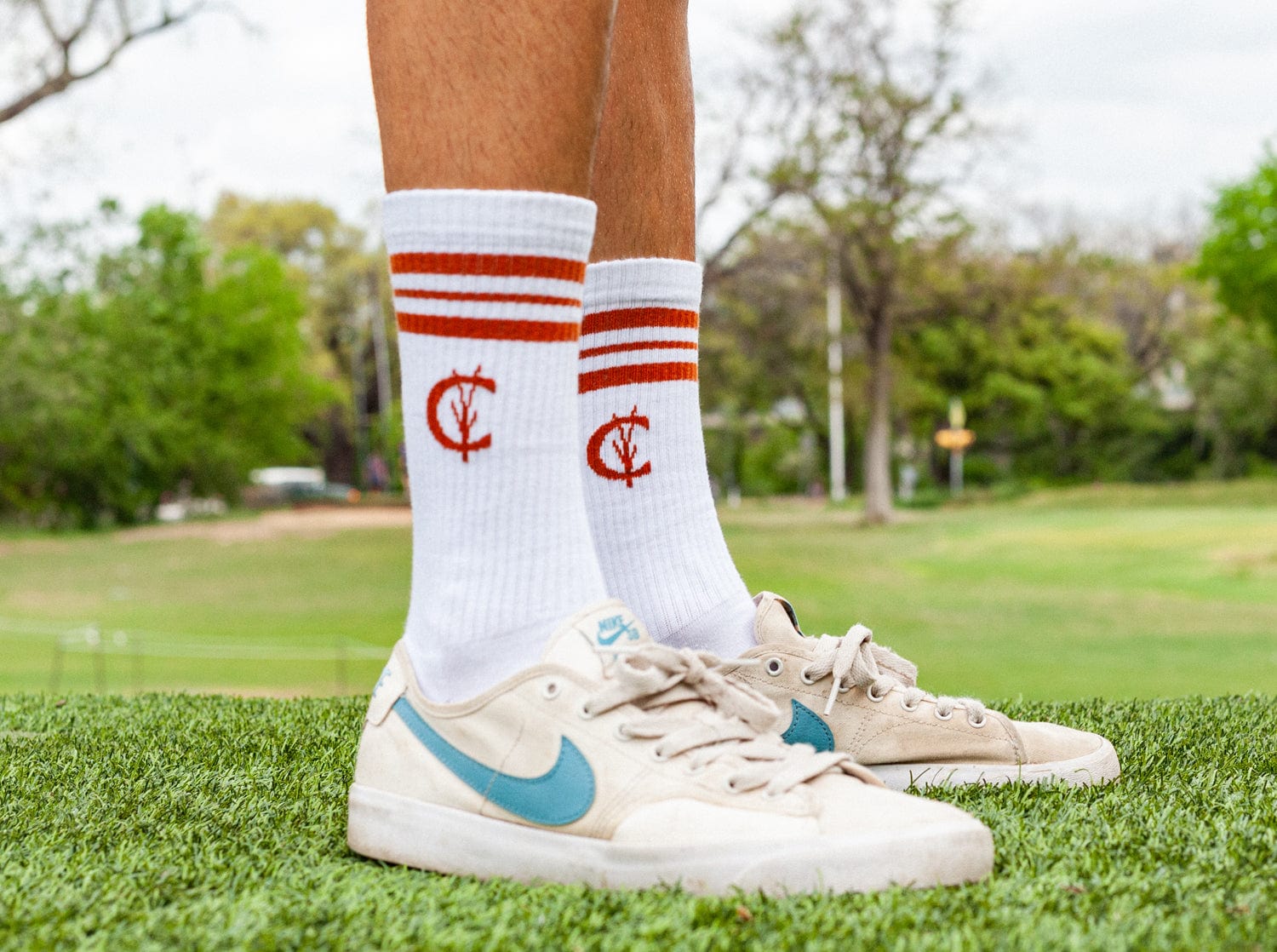 Breathable Tubular Socks for Men & Women - Soft Grassy C Cotton Blend in Burnt Orange - Perfect for Running, Hiking & Everyday Comfort