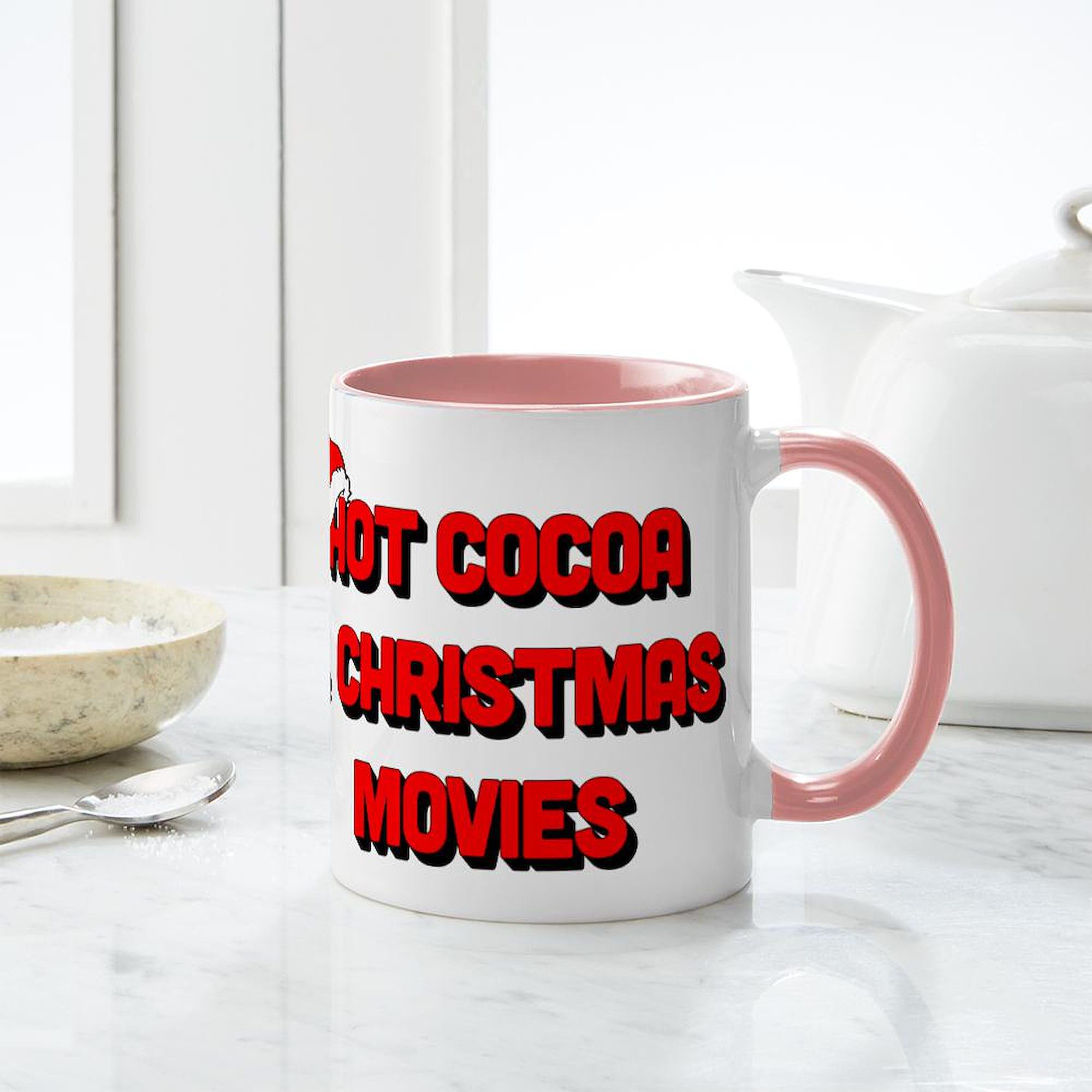 Hot Cocoa & Christmas Movies 11 oz Ceramic Coffee Mug - Perfect for Holiday Gifts, Cozy Movie Nights & Winter Warmth