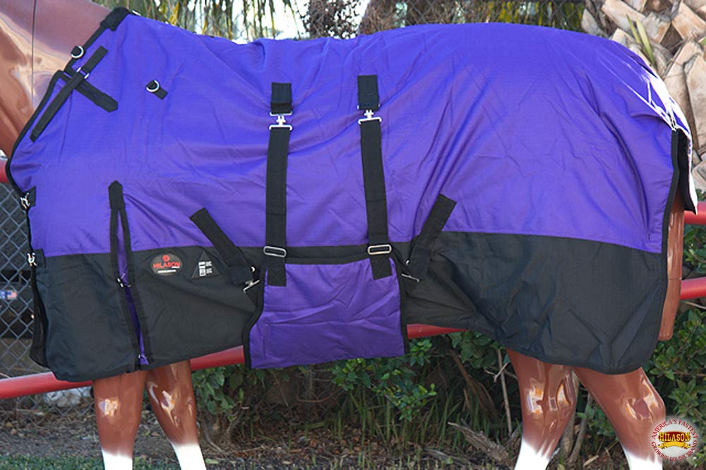 HILASON 1200D Winter Waterproof Poly Horse Blanket with Belly Wrap - 72 Inch Purple | Heavy Duty Horse Blanket for Cold Weather | Ideal for Riding, Training & Stable Use