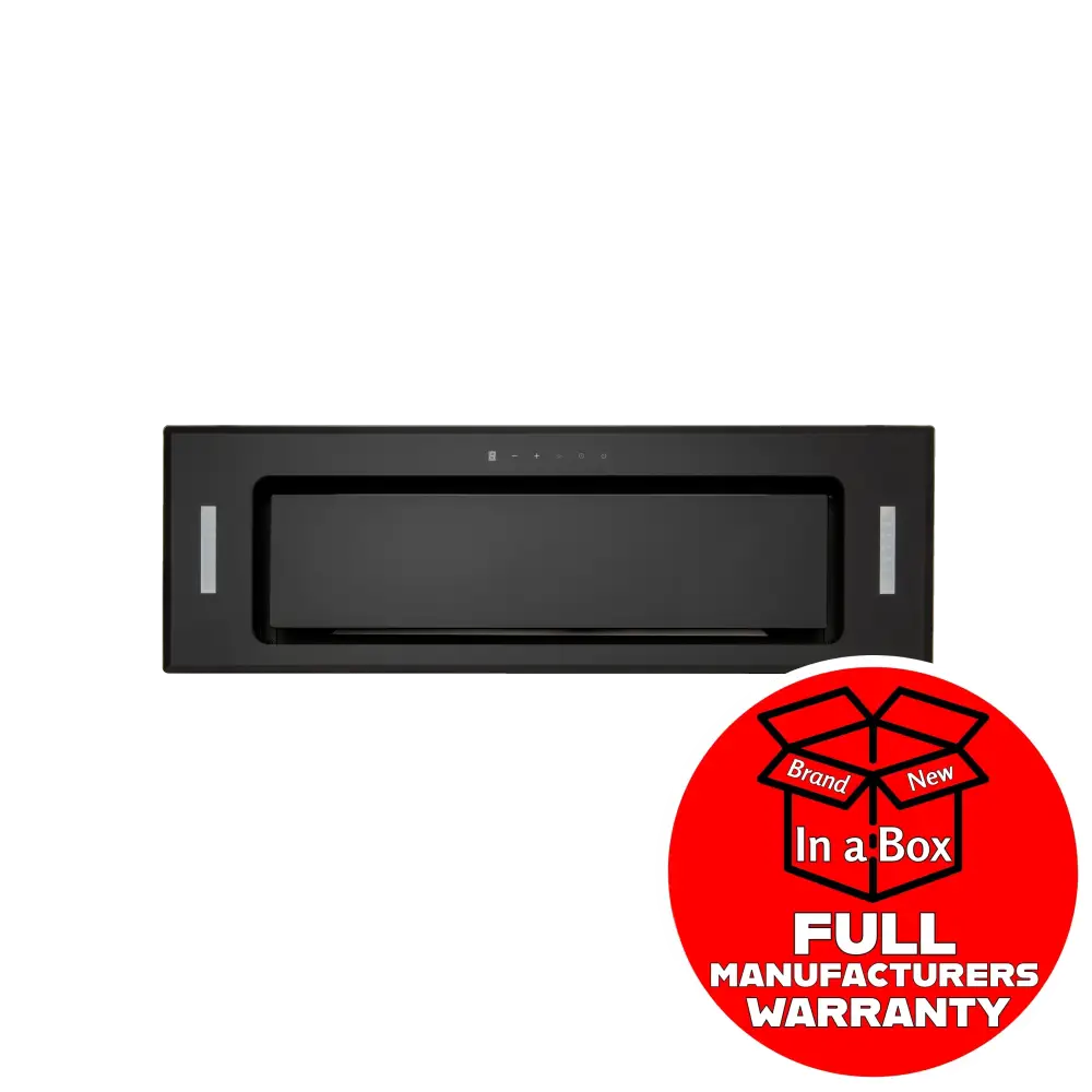 Euro ER90UMBG 90cm Undermount Range Hood - Black Glass Stainless Steel Kitchen Vent Hood for Stove, Cooktop & Island (Modern Kitchen, Restaurant, Home Use)