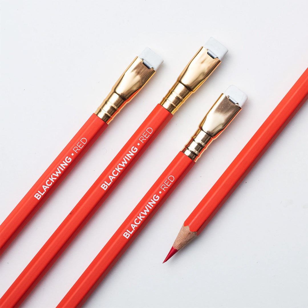 Premium Blackwing Red Pencils - Set of 4 - Smooth Writing & Drawing Graphite Pencils for Artists, Writers & Professionals - Perfect for Sketching, Note Taking & Creative Projects
