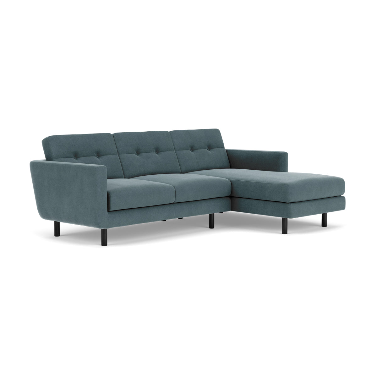 Conrad Fabric Right Chaise Sofa - Modern Sectional Couch for Living Room, Lounge & Home Theater - Comfortable Upholstered Furniture with Chaise Lounge