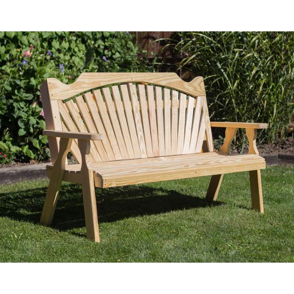 Treated Pine Fanback Garden Bench - Durable Outdoor Seating for Patio, Garden, and Backyard Relaxation | Weather-Resistant Wooden Bench for Comfortable Lounging
