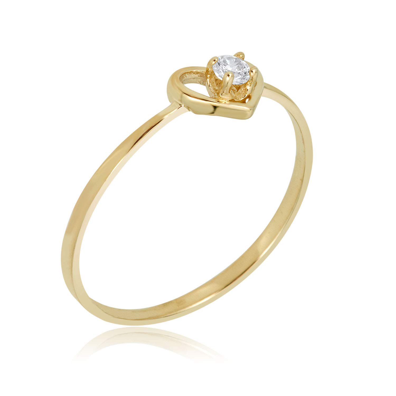 10K Gold Simulated Diamond CZ Open Heart Ring for Women - Elegant Cubic Zirconia Heart Jewelry Gift for Valentine's Day, Anniversary & Special Occasions