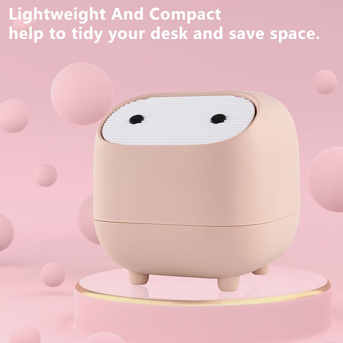 Acecharming 5L Mini Table Trash Can with Lid - Small Plastic Waste Bin for Desk, Office, Bathroom - Perfect for Disposing Cotton Rounds, Makeup Sponges, Tissues & Small Trash - Compact & Stylish Home & Office Organizer