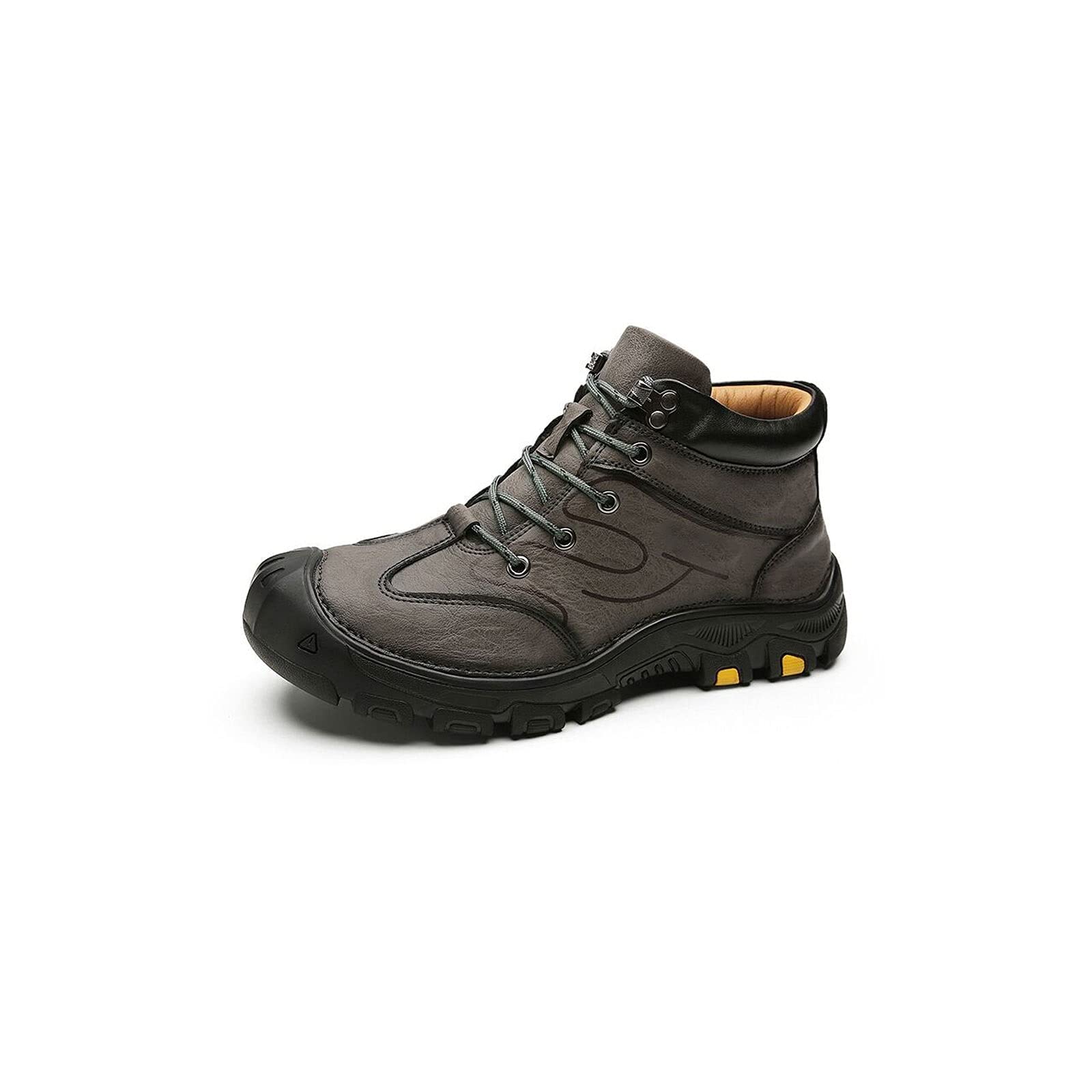 **GAGC Men's Winter Boots - Waterproof Leather Hiking Boots for Snow, Outdoor & Work - Warm & Durable Men's Shoes (Gray, Size 9) - Perfect for Snowy Weather, Hiking & Construction Work**