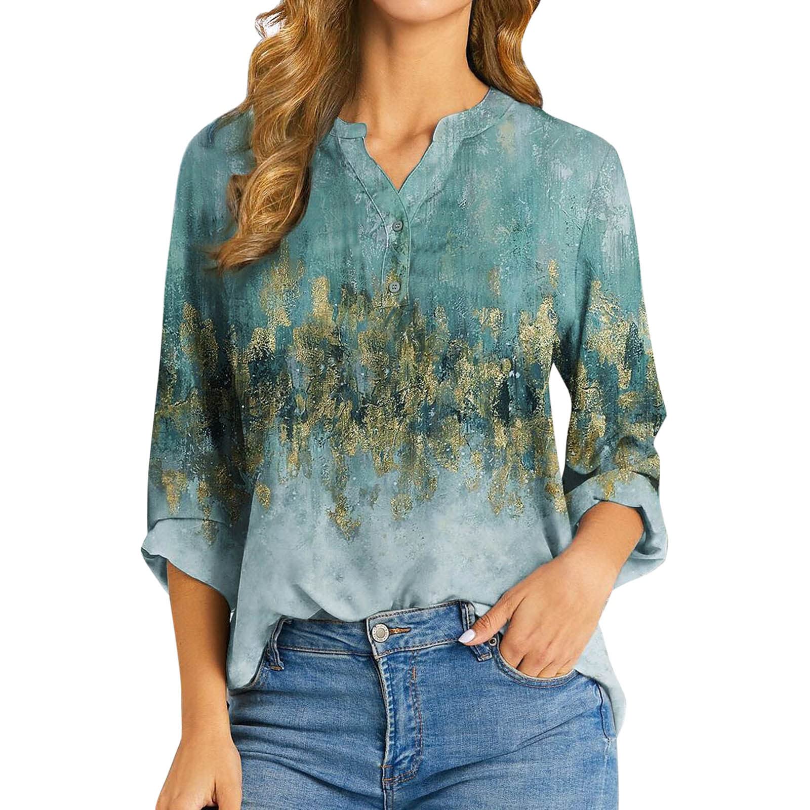 Women's Floral Poplin Shirt - Boho Casual Button-Up Blouse with Long Sleeves | Perfect for Office Wear, Spring Outfits & Vacation Style