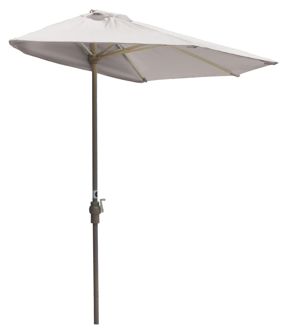 Off-The-Wall Brella Natural Olefin Half Umbrella - 7.5' Wide White Patio Umbrella for Outdoor Dining, Poolside Lounging & Garden Shade